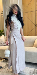 جمبسوت كتان مميز بلون بيج - أناقة لا مثيل لها