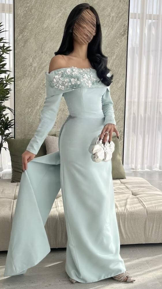 فستان سهرة تيفاني راقٍ مع ذيل ملكي