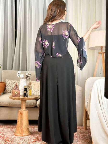 فستان ناعم باكمام مشجره تل