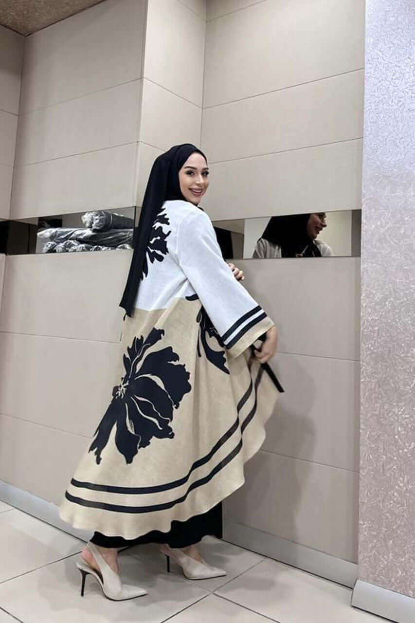 جلابية بشت قطعتين مشجر انيقة